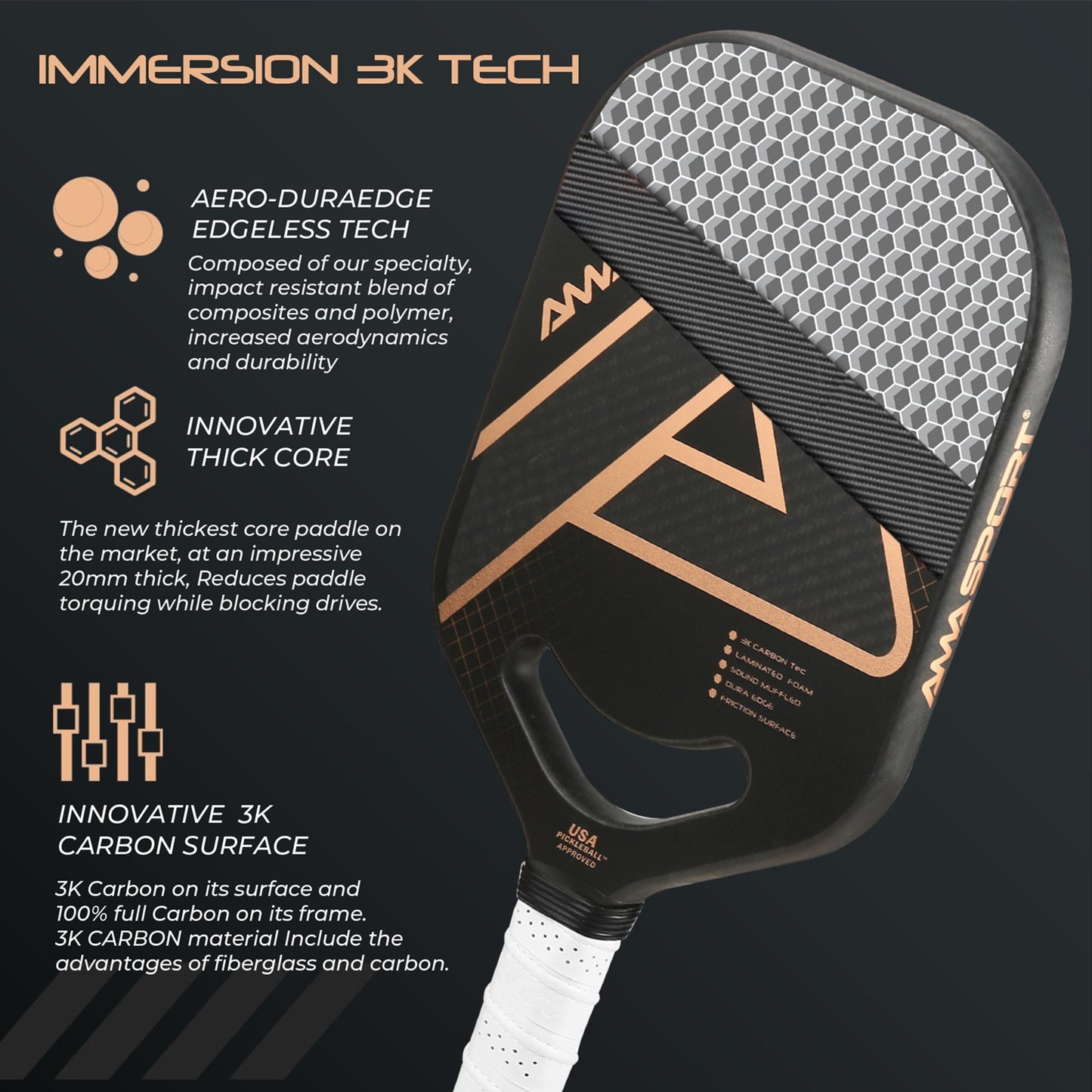 AMASPORT | Immersion 3K Pickleball Paddle